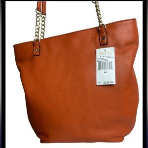 MICHAEL Michael Kors Orange Pebbled Leather Chain-Handle Tote NWT